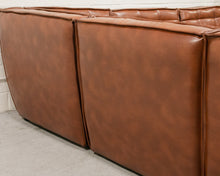 Load image into Gallery viewer, Recycled Leather 3 Piece and Ottoman Juno Sofa
