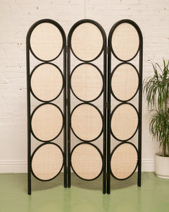 Black and Wicker Room Divider