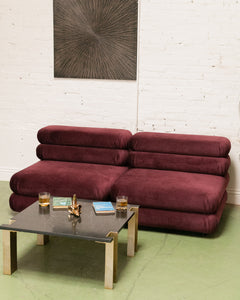 Elodie Velvet 2 Piece Loveseat Modular Sectional in Maroon