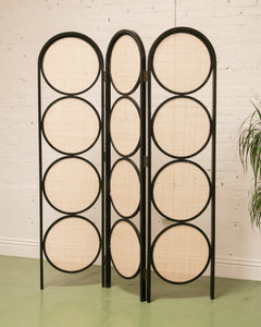 Black and Wicker Room Divider