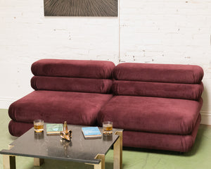 Elodie Velvet 2 Piece Loveseat Modular Sectional in Maroon