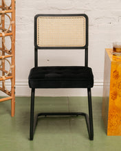 Load image into Gallery viewer, Black Velvet Rattan Chair
