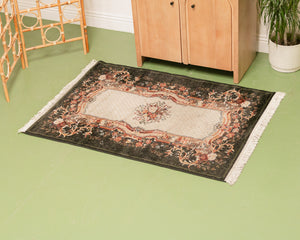 Black Boroque Floral Rug