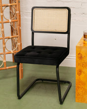 Load image into Gallery viewer, Black Velvet Rattan Chair
