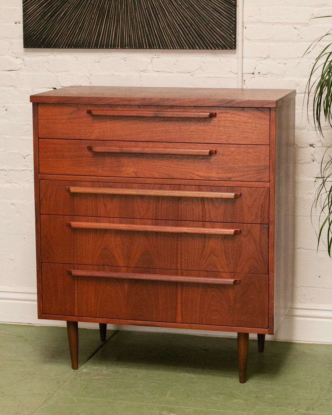 Walnut Mid Century Highboy Dresser