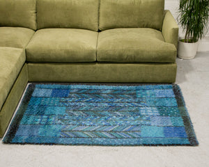 Blue and Teal Rya Rug