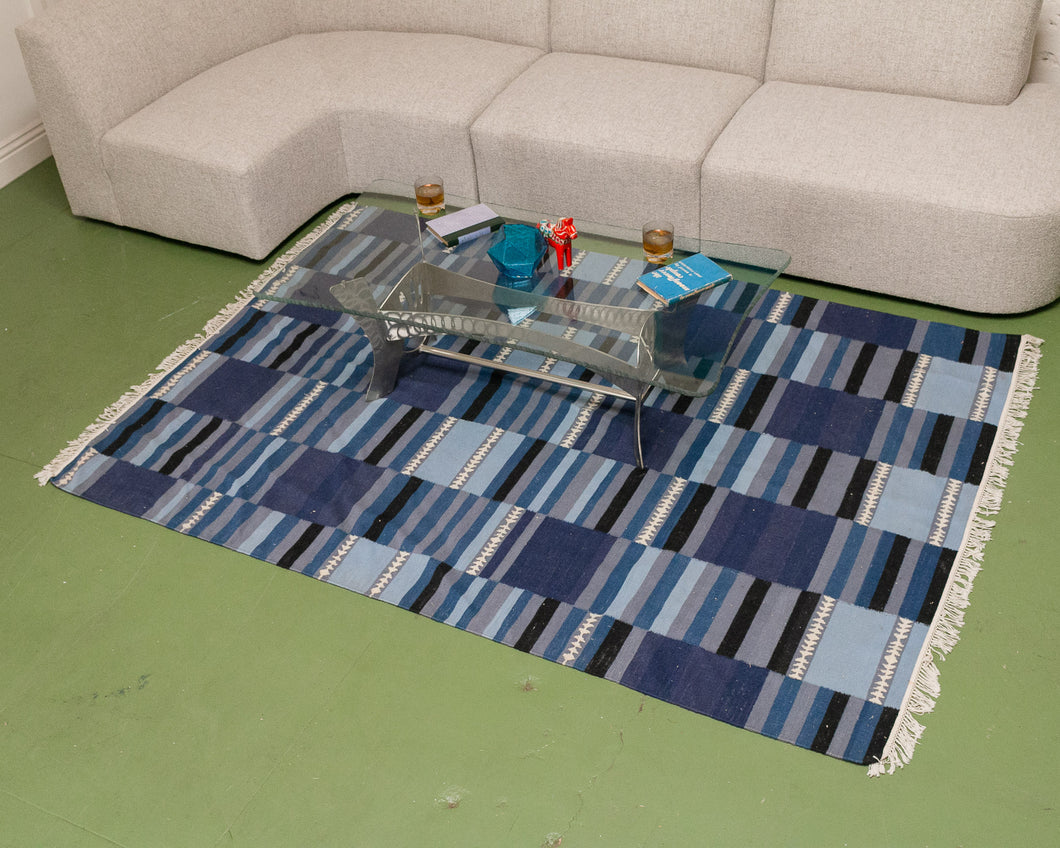 Blue Colorblock Kilm Rug