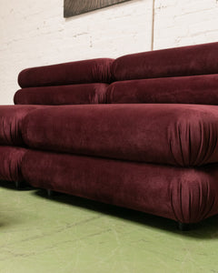 Elodie Velvet 2 Piece Loveseat Modular Sectional in Maroon