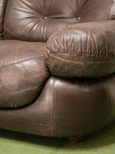 Vintage Loveseat in Brown Leather by Sapporo for Mobil Girgi Italia, 1970’s