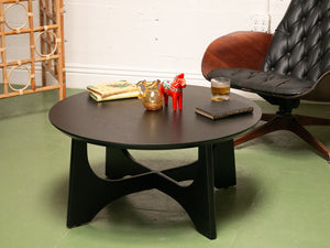 Black Oak Sculptural Base Coffee Table