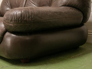 Vintage Loveseat in Brown Leather by Sapporo for Mobil Girgi Italia, 1970’s