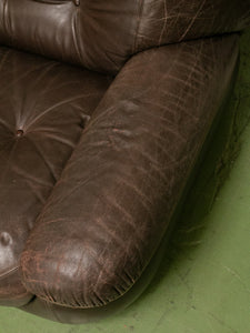 Vintage Loveseat in Brown Leather by Sapporo for Mobil Girgi Italia, 1970’s