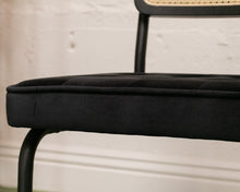 Load image into Gallery viewer, Black Velvet Rattan Chair
