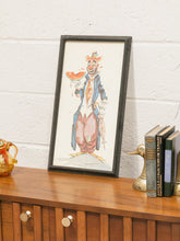 Load image into Gallery viewer, Vintage Folk Art Clown Circus Painting Carnival Watermelon
