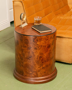 Vintage Art Deco Drum Side Table with Storage