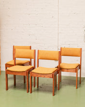 Load image into Gallery viewer, Danish Mustard Tweed Dining Chair Set Restored
