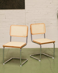 Blonde Rattan Modern Dining Chairs