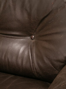 Vintage Loveseat in Brown Leather by Sapporo for Mobil Girgi Italia, 1970’s