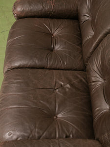 Vintage Loveseat in Brown Leather by Sapporo for Mobil Girgi Italia, 1970’s