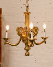 Load image into Gallery viewer, Mid-20th Century Champan Brass Three-Arm Chandelier with Ram&#39;s Heads
