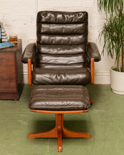 Load image into Gallery viewer, Lied Mobler Leather Reclining Lounge Chair and Ottoman
