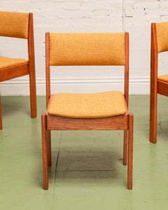 Danish Mustard Tweed Dining Chair Set Restored