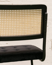 Load image into Gallery viewer, Black Velvet Rattan Chair
