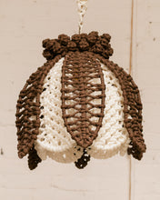 Load image into Gallery viewer, Macrame Brown and Cream Hanging Lamp
