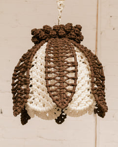 Macrame Brown and Cream Hanging Lamp