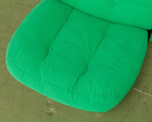 Green Corduroy Low Profile Swivel Chair