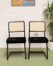 Load image into Gallery viewer, Black Velvet Rattan Chair
