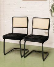 Load image into Gallery viewer, Black Velvet Rattan Chair
