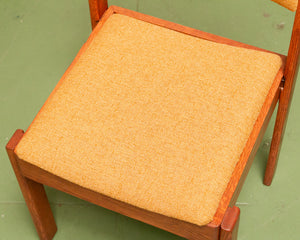 Danish Mustard Tweed Dining Chair Set Restored