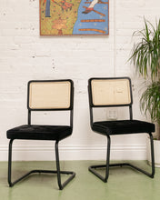 Load image into Gallery viewer, Black Velvet Rattan Chair
