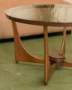 Lane Vintage Round Walnut Coffee Table