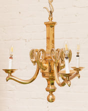 Load image into Gallery viewer, Mid-20th Century Champan Brass Three-Arm Chandelier with Ram&#39;s Heads
