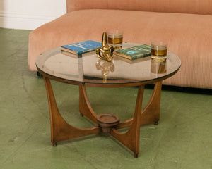 Lane Vintage Round Walnut Coffee Table