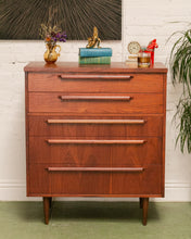 Load image into Gallery viewer, Walnut Mid Century Highboy Dresser
