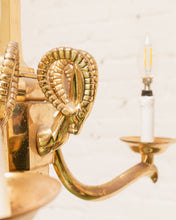 Load image into Gallery viewer, Mid-20th Century Champan Brass Three-Arm Chandelier with Ram&#39;s Heads
