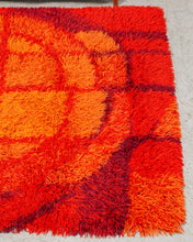 Load image into Gallery viewer, Red and Orange Rya Rug
