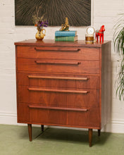 Load image into Gallery viewer, Walnut Mid Century Highboy Dresser
