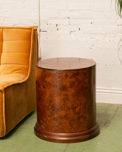 Vintage Art Deco Drum Side Table with Storage