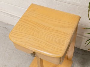 Tall Vintage Oak Nightstand