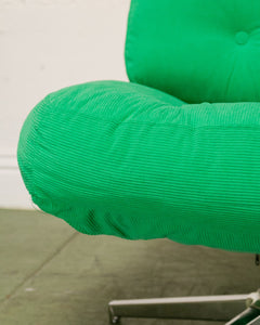 Green Corduroy Low Profile Swivel Chair