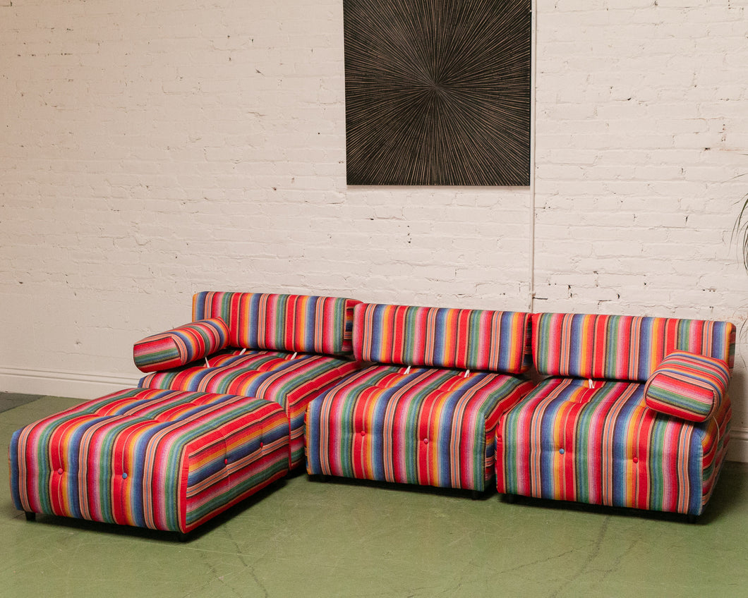 Striped Low Profile Modular Sofa