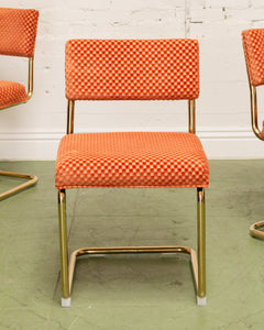 Checkered Cantilever Dining Chair in Rust Orange