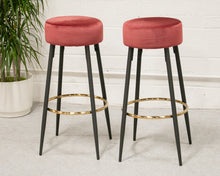 Load image into Gallery viewer, Dark Rose Velvet Bar Stool
