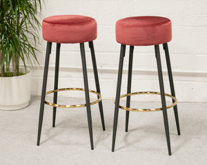 Dark Rose Velvet Bar Stool