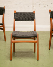 Load image into Gallery viewer, Black Woven and Wood Dining Chair
