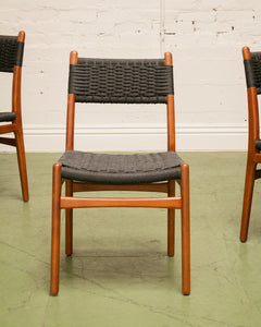 Black Woven and Wood Dining Chair